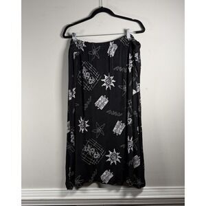 VTG Y2K 90s Maxi Skirt 3X Black Floral Fairy Grunge Romantic Whimsigoth Sun